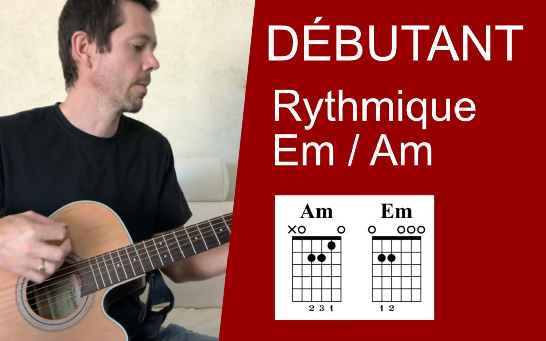 Exercice de guitare : enchaînement d&rsquo;accords Em Am. Tuto guitare acoustique débutant en vidéo