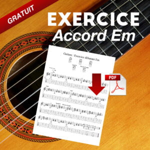 Exercice guitare débutant accord Em