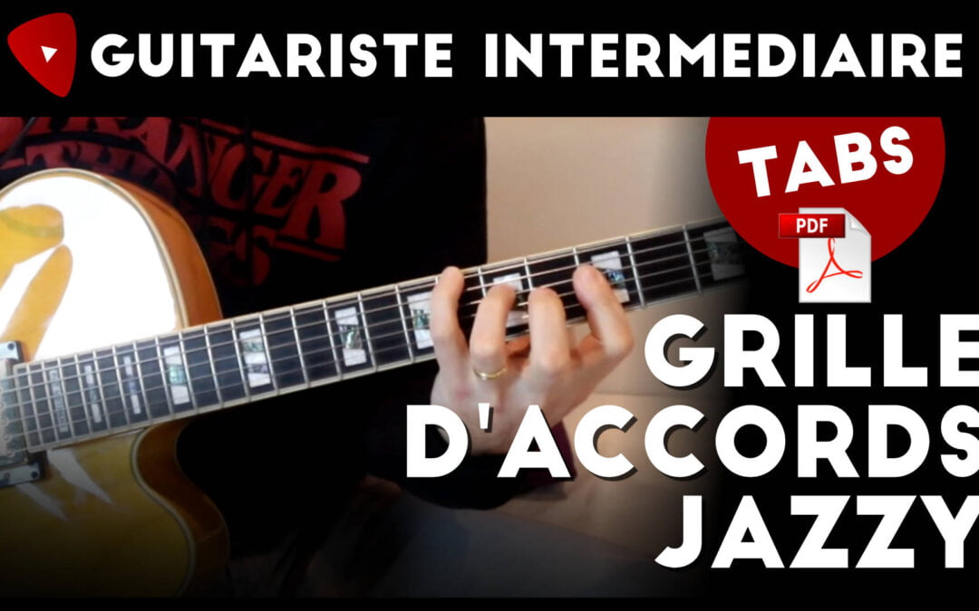 Morceau de guitare jazzy. Tablature et grille d&rsquo;accords