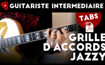 Morceau de guitare jazzy. Tablature et grille d’accords